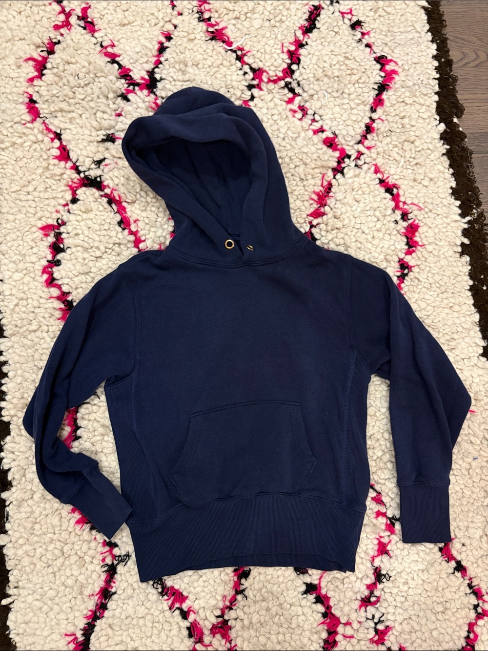 Katie J NYC Navy Pullover Hoodie with Gold Eyelets